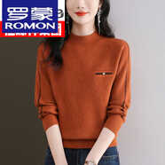 羅蒙（ROMON）高檔羊毛衫女新款秋冬半高領(lǐng)毛衣短款中年媽媽裝寬松內搭針織衫 桔色 M 適合95-110斤穿