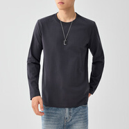 墨麥客（MMAICCO）男裝230g男士打底t恤秋冬精梳棉長袖t新款2025秋打底衫恤男純色 深灰色 L