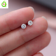 奉希胖東來(lái)品質(zhì)白金耳飾pt950莫桑石耳釘男女18k純銀單鉆石耳骨釘螺絲 30分4mm小號一對