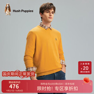暇步士（Hush Puppies）男裝秋基礎款多色百搭圓領(lǐng)羊毛混紡針織衫 053中黃2 XL