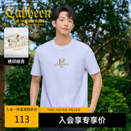 卡賓【精致刺繡】男裝涼感印花短袖T恤夏季冰絲圓領(lǐng)上衣 漂白色02