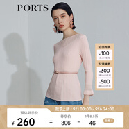 PORTS寶姿 商場(chǎng)同款新品女裝微喇袖透視針織衫SL8K409HZE011 漣漪粉 L
