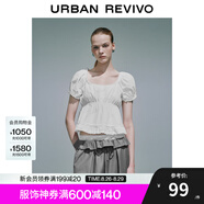UR七夕2025夏季新款女裝拼接蕾絲打攬設(shè)計短袖罩衫襯衫UYY250032 本白 (面料微透) S
