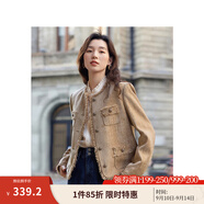 茵曼（INMAN）法式小香風(fēng)短外套2025秋冬女新款長袖洋氣小個子休閑夾克上衣 淺駝色 S