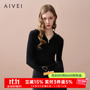 AIVEI欣賀艾薇2025秋季半拉鏈針織衫極簡(jiǎn)風(fēng)內(nèi)搭外穿針織XRV5513B 黑色 S