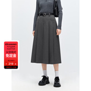 太平鳥(niǎo)女裝半身裙女士中長(zhǎng)款高腰壓褶秋冬季修身A字裙D 灰色 S
