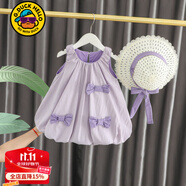 G.DUCKKIDS童裝公主裙女童夏季1-2歲兒童連衣裙無(wú)袖糖果裙新款洋氣寶寶裙子 紫色蝴蝶結連衣裙 90 建議1~2歲【 80-90】cm