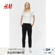 H&M女裝休閑褲秋季通勤職場(chǎng)西褲彈性煙管褲錐形鉛筆長(zhǎng)褲0751471 黑色 160/72