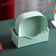 帕美頓歐式家用塑料加深吐骨碟垃圾盤(pán)桌面小盤(pán)子骨頭碟方形耐摔零食盤(pán)碟 加深綠色方碟5個(gè)裝【帶綠色底座】 14.3cm