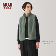 無(wú)印良品（MUJI） 女式 長(cháng)毛抓絨 背心馬甲馬夾女款秋冬無(wú)袖上衣 BB2QQA4A 淺綠色 M (160/84A)