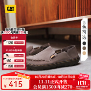 CAT卡特休閑皮鞋男鞋25新品一腳蹬薄皮輕量涼爽舒適通勤船鞋 深灰色 39