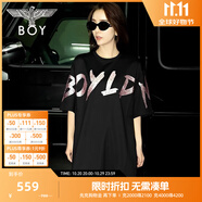 BOY LONDON【公主日記】連衣裙潮流時(shí)尚燙鉆字母印花黑色T恤裙W17003 黑色 S