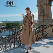 clotho Rennie品牌雙排扣收腰系帶風(fēng)衣女中長款2025春秋新款韓版寬松氣質(zhì)外套 卡其色 S