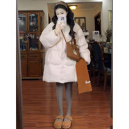 鹿王戀雪云朵泡芙羽絨棉服女冬季2025年新款中長(cháng)款小個(gè)子加厚保暖棉襖外套 櫻花粉  S 105斤以下