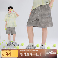 ASK JUNIOR兒童褲子25夏季中大童復(fù)古扎染寬松透氣短褲青少年男童五分褲短褲 灰色 175