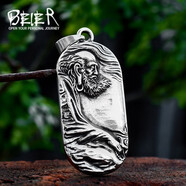 BEIER新款不銹鋼老人項(xiàng)鏈吊墜批發(fā)復(fù)古鈦鋼男士項(xiàng)墜吊牌 單吊墜