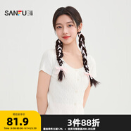 三福毛衣2025秋季舒適圓領(lǐng)開(kāi)衫簡(jiǎn)約時(shí)尚上衣女裝505898 米白色 S