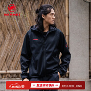 猛犸象（MAMMUT）【紅標】Clion 男女同款防風(fēng)耐磨連帽夾克外套軟殼衣 黑色 S