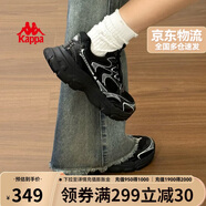 卡帕（Kappa）女鞋秋季網(wǎng)面運動(dòng)鞋子女款網(wǎng)鞋增高老爹鞋休閑跑步鞋 黑色 36