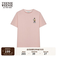 Teenie Weenie小熊女裝T恤夏季休閑青春活力寬松舒適明線短袖上衣 粉色 M
