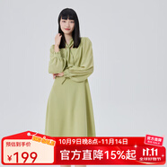 艾萊依商場同款新款系帶蝴蝶結法式氣質(zhì)連衣裙時尚百搭顯瘦長裙子 西芹綠 M 160/84A