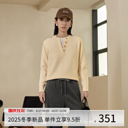 A.YILIAN【商場(chǎng)同款】阿依蓮假兩件針織毛衣女25冬季新款時(shí)尚百搭寬松上衣 甜玉米色 S