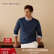TOMMY HILFIGER【純色V領(lǐng)】秋冬男裝純棉商務休閑通勤內(nèi)搭打底衫針織衫毛衣 【簡約合身毛衣】深藍色DB5 （秋冬新色） 2XL （推薦：180-200斤）