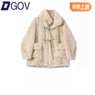 DGOV時(shí)尚氣質(zhì)短外套女裝加厚仿兔毛短款羊羔毛絨外套秋季 杏色【zt】 XL 【115-125斤】