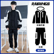 阿尼三青少年運動(dòng)服套裝男春秋季2025新款大童初中學(xué)生潮流帥氣衛 02款黑色常規兩件套 M