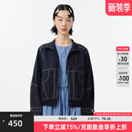 幻走（MOVEUP）2025春季新款.FUN系列羅紋撞色線純棉設(shè)計短款外套女 黑色 M