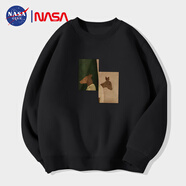 NASA GISS官方潮牌衛衣男圓領(lǐng)長(cháng)袖t恤男小熊套頭寬松打底衫 黑色常規 2XL
