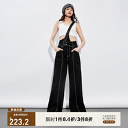 ONLY夏季時(shí)尚高腰闊腿顯瘦背帶長褲牛仔褲女|12427M002 J19 黑牛仔 XS (155) 60A
