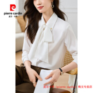 皮爾卡丹（pierre cardin）蝴蝶結(jié)雪紡真絲襯衫女2025新款職業(yè)通勤OL教資面試白襯衣內(nèi)搭上衣 白色 S