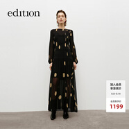 edition連衣裙女2024秋季新款復古宮廷風(fēng)波點(diǎn)印花壓褶兩件裙子新復古回潮 黑杏波點(diǎn)色 S 160