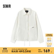 森馬（Semir）牛仔外套女中長(zhǎng)款寬松廓形顯瘦甜酷風(fēng)個(gè)性上衣休閑寬松夾克可疊穿 本白10101 L 165/88A