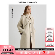 VEGA CHANG毛呢大衣女中長(cháng)款2025冬新款?lèi)?ài)心扣高級感外套 燕麥色 S