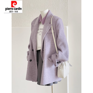 皮爾卡丹（pierre cardin）反季紫色西裝呢子大衣女秋冬年新款毛呢外套感小個(gè)子 香芋紫 XS . (105斤以下)