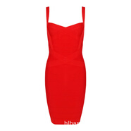 經(jīng)典繃帶連衣裙吊帶辣妹女裝歐美夜店性感彈性多色包臀裙工廠(chǎng) 紅色 L