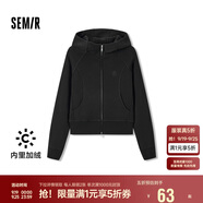 森馬（Semir）外套女短款插肩袖小個子潮2024冬季加絨緊身連帽夾克109724108015