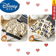 迪士尼（Disney）兒童冬季加絨針織衫寶寶秋冬加厚保暖上衣男女童一體套頭毛衣衛衣 加絨-卡通熊頭+卡通字母 100