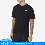 斐樂（FILA）【夏季新款】男士短袖T恤時尚休閑潮流舒適透氣柔軟美國進口 黑色 L
