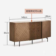 詠幻意大利輕豪華餐具柜入口客廳入口柜儲物柜金屬拉絲后現(xiàn)代設計師裝 拉絲金屬漆140*40*85cm雅士白巖板 3門