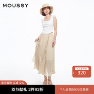 moussy 女裝新品甜美森系風(fēng)木耳邊波點(diǎn)半身裙女028HSA30-1981 070米色 S