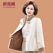 俞兆林（YUZHAOLIN）采購產(chǎn)品秋冬女裝中國風(fēng)民族服裝時尚短貂絨服裝中老年婦女 杏色 XL (參考90-110斤)