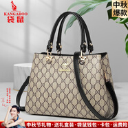 袋鼠品牌真皮包女包牛皮2025新款中年女士手提包斜挎包送媽媽生日禮物 蝴蝶黑色（禮盒+禮品袋）