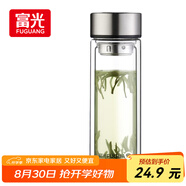 富光雙層玻璃杯大容量帶茶隔水杯高硼硅泡茶杯子商務(wù)男士辦公杯320ml