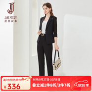 經(jīng)典故事（JANE STORY）高級(jí)感小西裝外套兩件套女春季2025新款時(shí)尚氣質(zhì)職業(yè)正裝西服套裝 R05黑色 L