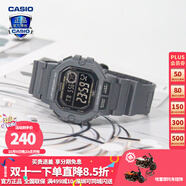 卡西歐（CASIO） 男表女表卡西歐手表男女情侶表學(xué)生時尚運(yùn)動表太陽能雙顯電子表 WS-1400H-8BVPF悍者灰 10年電量