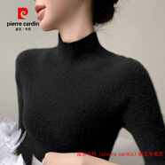 皮爾卡丹（pierre cardin）品牌高檔輕奢純山羊絨衫女半高領(lǐng)打底衫秋冬內(nèi)搭修身顯瘦黑色毛衣 品牌高端新品-黑色 【正品純羊絨】 S 建議80-95斤