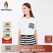 暇步士（Hush Puppies）女裝純棉寬松休閑感短袖T恤 118白色 XL